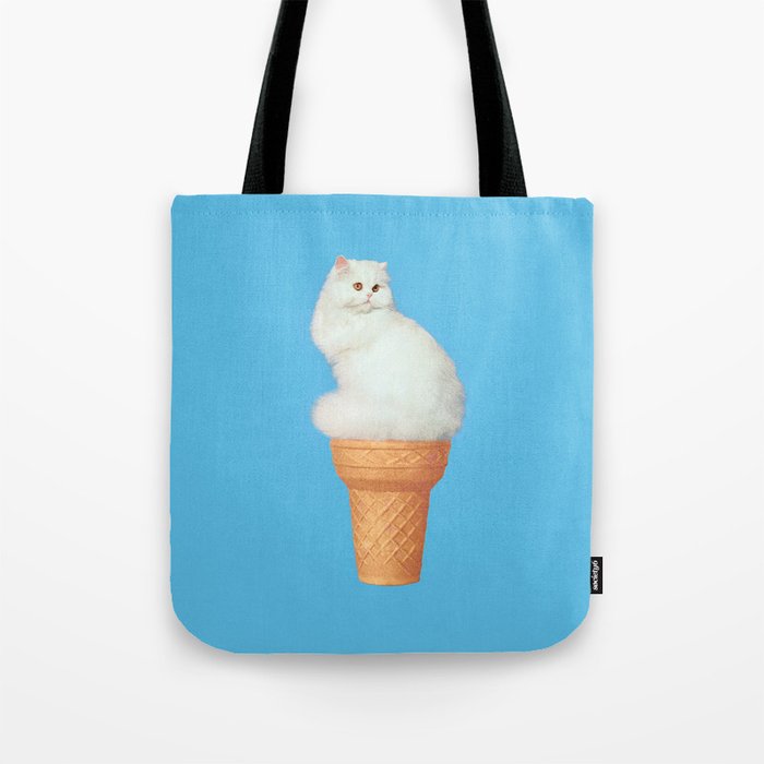 Cat Ice Cream - Blue Tote Bag Gallery Image 1