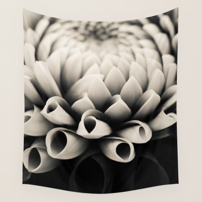 Moody Dahlia - Modern Dahlia Botanical Photo - flower print Wall Tapestry Gallery Image 4