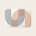 Geometric Lines Rainbow Abstract 5.1 in Navy Blue and Orange Bath Mat Gallery Image 1