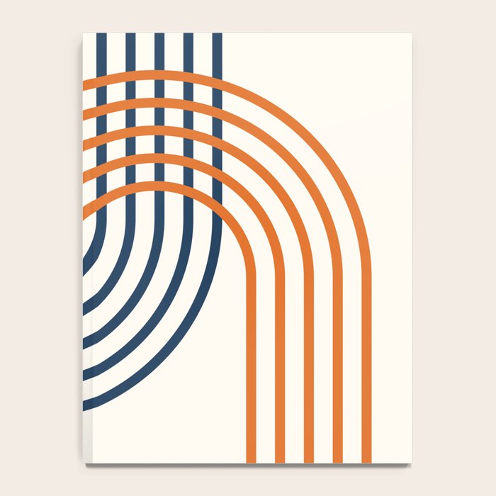 Geometric Lines Rainbow Abstract 5.1 in Navy Blue and Orange Notebook Gallery Image 4