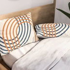 Geometric Lines Rainbow Abstract 5.1 in Navy Blue and Orange Pillow Sham Gallery Image 2