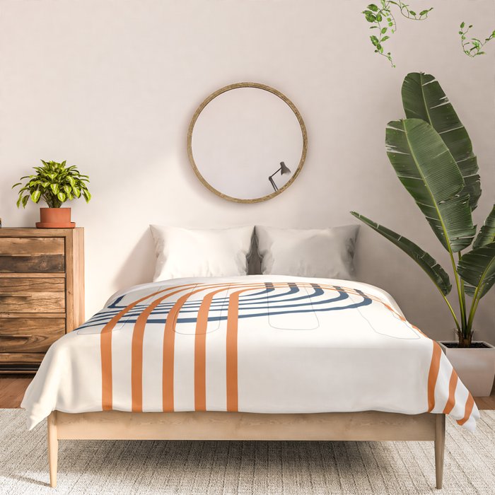 Geometric Lines Rainbow Abstract 5.1 in Navy Blue and Orange Comforter Gallery Image 3