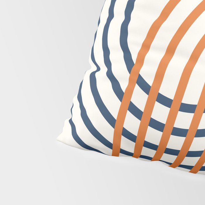 Geometric Lines Rainbow Abstract 5.1 in Navy Blue and Orange Pillow Sham Gallery Image 4