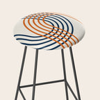 Geometric Lines Rainbow Abstract 5.1 in Navy Blue and Orange Stool Gallery Image 2