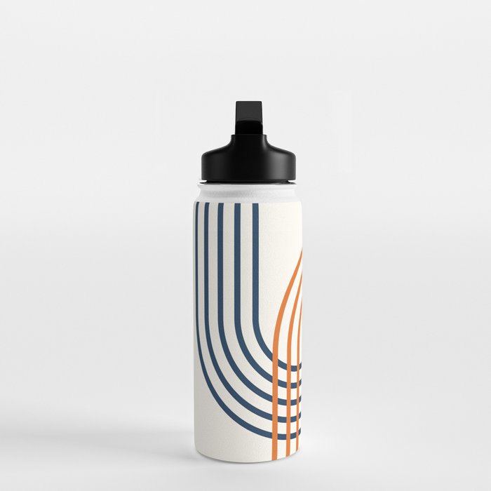 Geometric Lines Rainbow Abstract 5.1 in Navy Blue and Orange Water Bottle Gallery Image 3