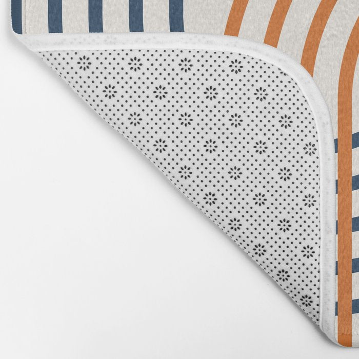 Geometric Lines Rainbow Abstract 5.1 in Navy Blue and Orange Bath Mat Gallery Image 2