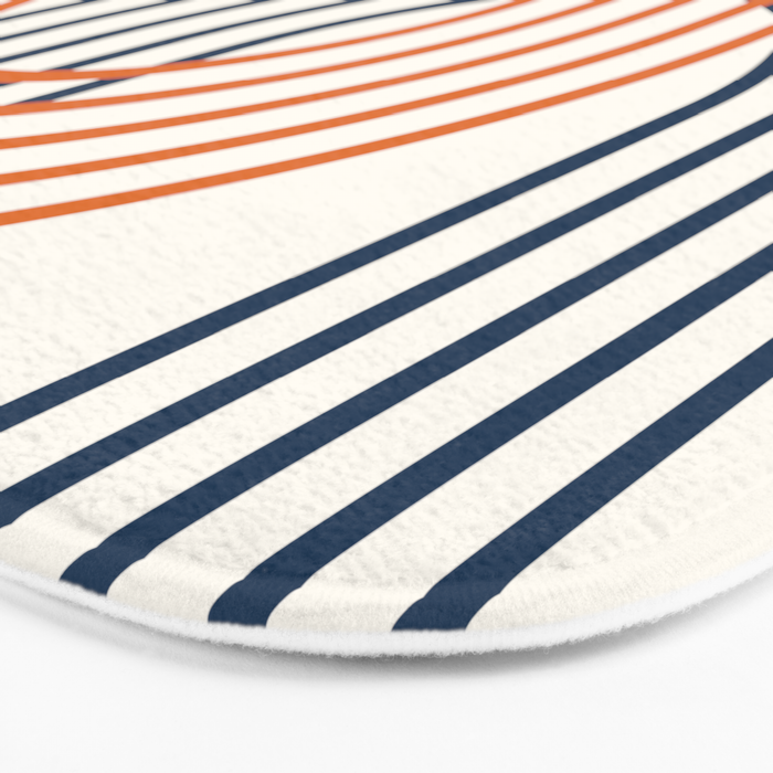 Geometric Lines Rainbow Abstract 5.1 in Navy Blue and Orange Bath Mat Gallery Image 3