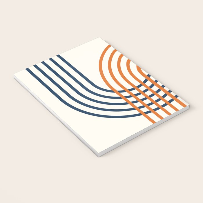 Geometric Lines Rainbow Abstract 5.1 in Navy Blue and Orange Notebook Gallery Image 3