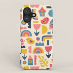 Scandinavian Birds Flowers Rainbows Kids Pattern iPhone Case Gallery Image 1