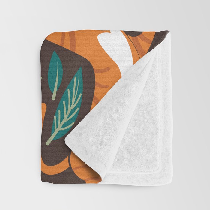 Autumn joy // brown oak background cats dancing with many leaves in fall colors Throw Blanket Gallery Image 3