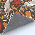 Autumn joy // brown oak background cats dancing with many leaves in fall colors Rug Gallery Image 4