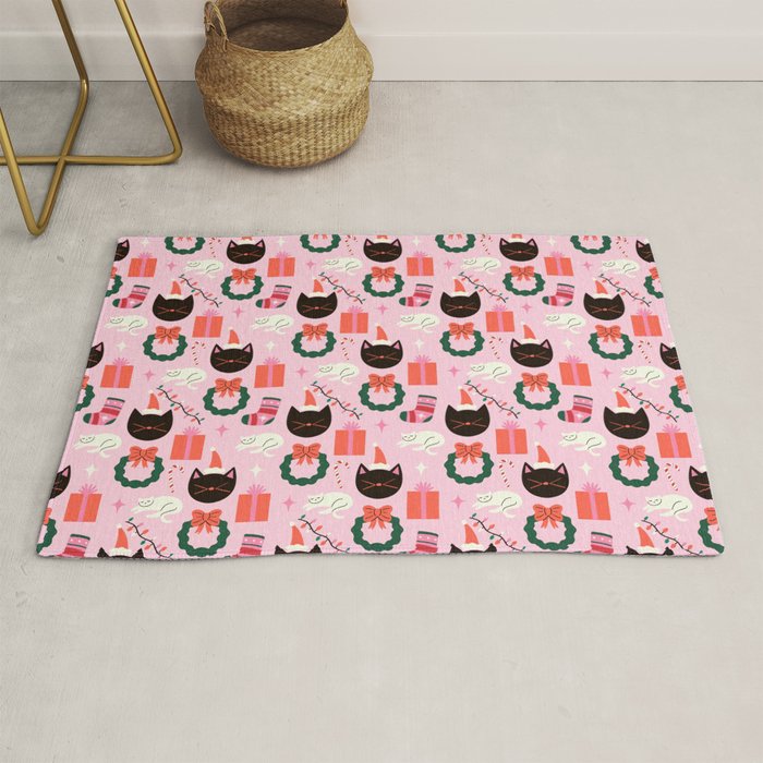 Whimsical Christmas Cats Rug Gallery Image 1