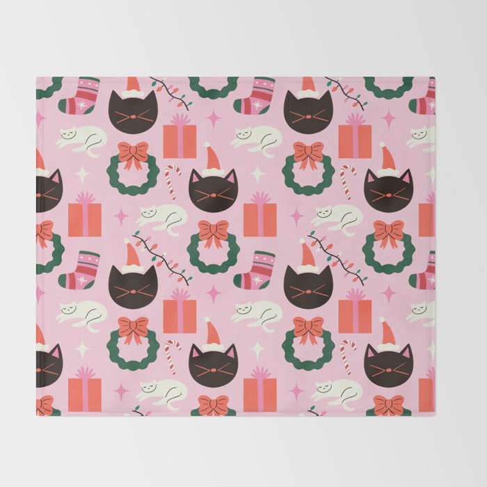 Whimsical Christmas Cats Throw Blanket Gallery Image 2