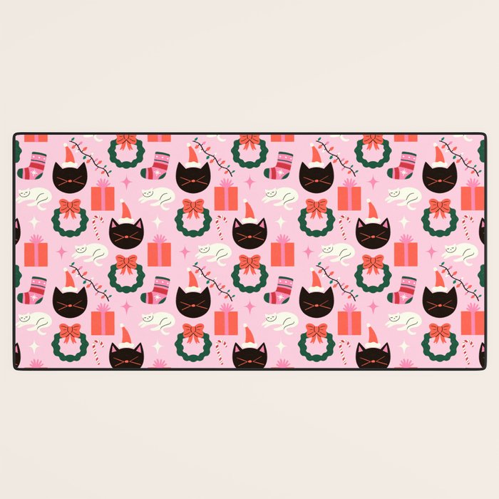 Whimsical Christmas Cats Desk Mat Gallery Image 3
