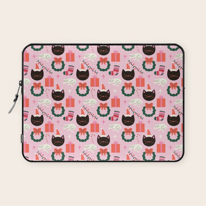 Whimsical Christmas Cats Laptop Sleeve Gallery Image 1