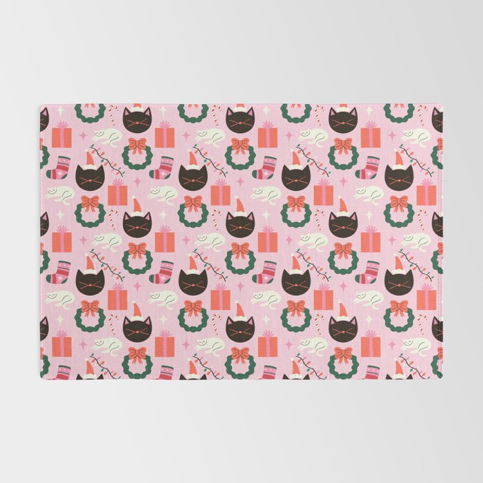 Whimsical Christmas Cats Rug Gallery Image 2