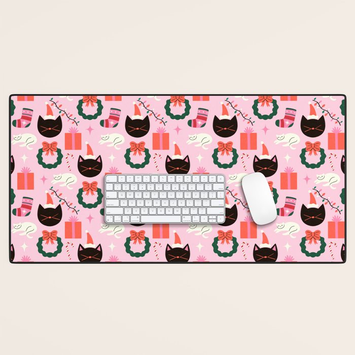 Whimsical Christmas Cats Desk Mat Gallery Image 1