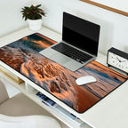 California Dreamin Coastal Photorealistic Digital Artwork - Sunset Waves on the Beach Desk Mat Gallery Image 2