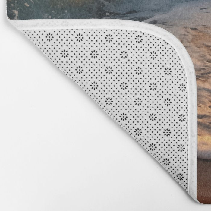 California Dreamin Coastal Photorealistic Digital Artwork - Sunset Waves on the Beach Bath Mat Gallery Image 2