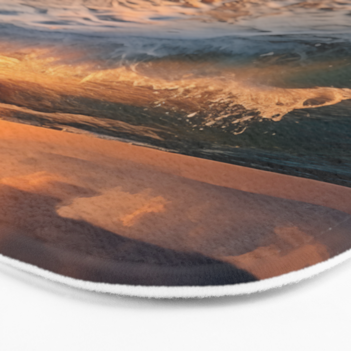California Dreamin Coastal Photorealistic Digital Artwork - Sunset Waves on the Beach Bath Mat Gallery Image 3