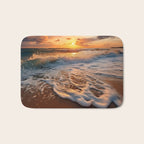 California Dreamin Coastal Photorealistic Digital Artwork - Sunset Waves on the Beach Bath Mat Gallery Image 1