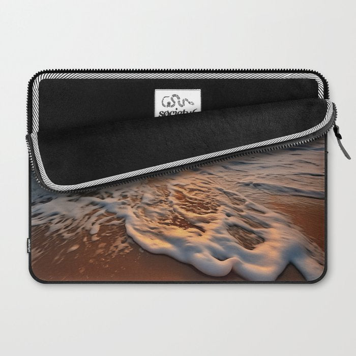 California Dreamin Coastal Photorealistic Digital Artwork - Sunset Waves on the Beach Laptop Sleeve Gallery Image 2