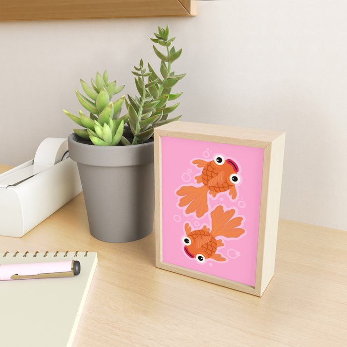Goldfish Cute Kawaii Fish Mini Art Print Gallery Image 2