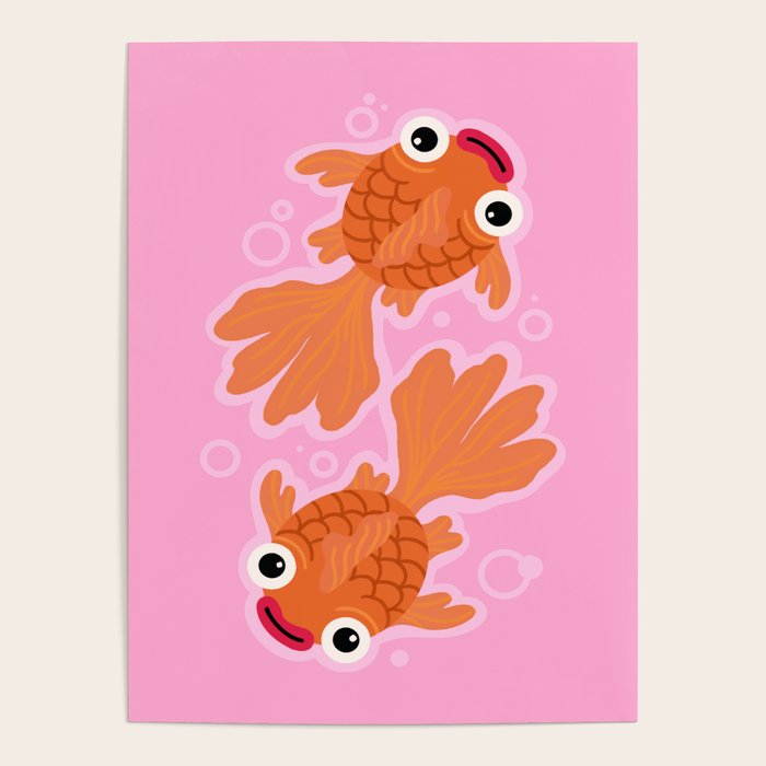 Goldfish Cute Kawaii Fish Poster Gallery Image 1