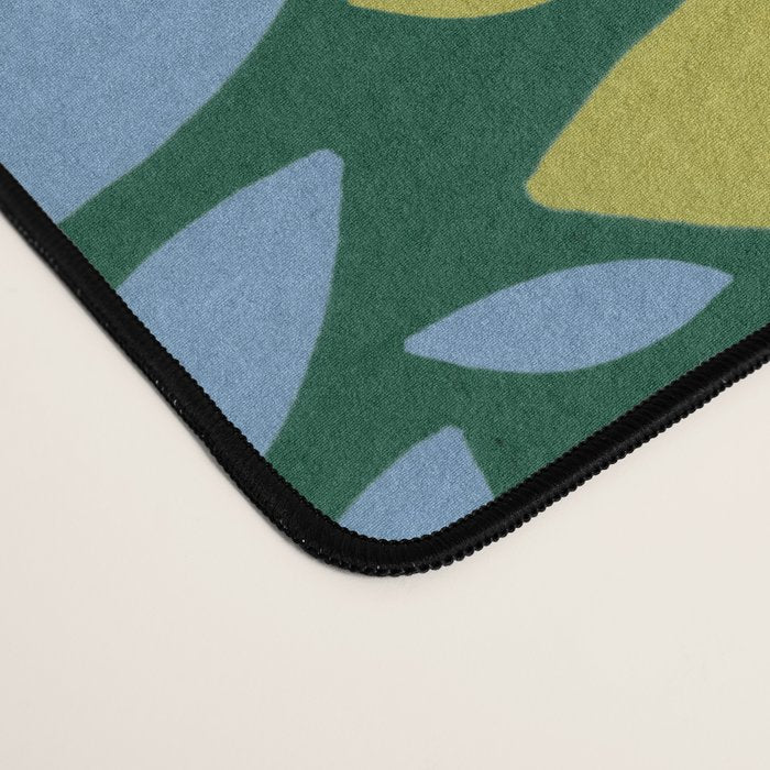Folk Floral Blossoms in Forest Green Desk Mat Gallery Image 4