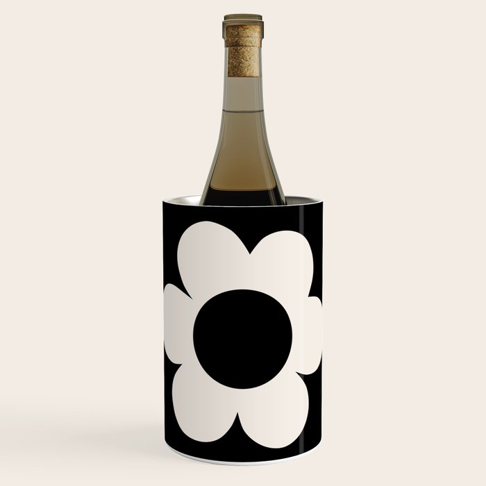 La Fleur | 06 - Retro Floral Print Black And White Flower Wine Chiller Gallery Image 1