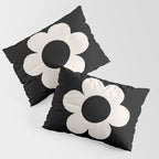 La Fleur | 06 - Retro Floral Print Black And White Flower Pillow Sham Gallery Image 3