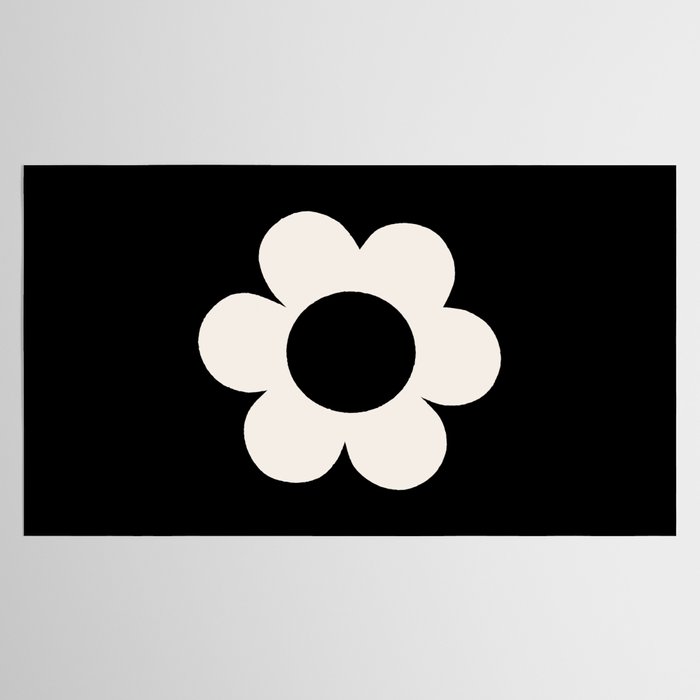 La Fleur | 06 - Retro Floral Print Black And White Flower Tablecloth Gallery Image 2