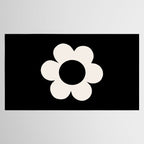 La Fleur | 06 - Retro Floral Print Black And White Flower Tablecloth Gallery Image 2