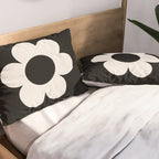 La Fleur | 06 - Retro Floral Print Black And White Flower Pillow Sham Gallery Image 2