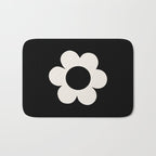 La Fleur | 06 - Retro Floral Print Black And White Flower Bath Mat Gallery Image 1