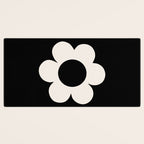 La Fleur | 06 - Retro Floral Print Black And White Flower Desk Mat Gallery Image 3