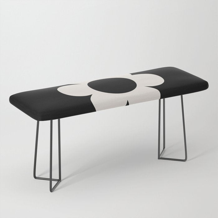 La Fleur | 06 - Retro Floral Print Black And White Flower Bench Gallery Image 1