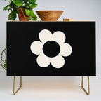 La Fleur | 06 - Retro Floral Print Black And White Flower Credenza Gallery Image 1
