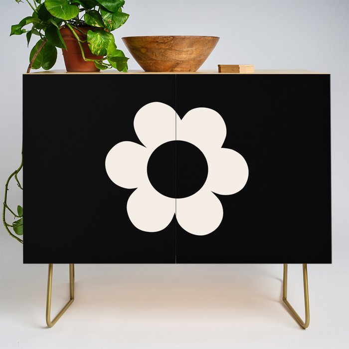 La Fleur | 06 - Retro Floral Print Black And White Flower Credenza Gallery Image 1