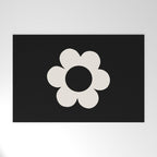 La Fleur | 06 - Retro Floral Print Black And White Flower Welcome Mat Gallery Image 1