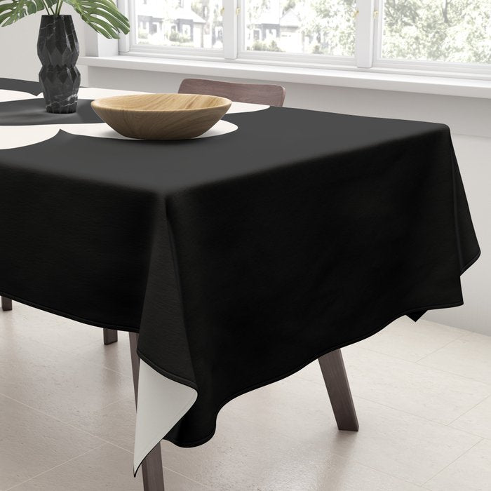 La Fleur | 06 - Retro Floral Print Black And White Flower Tablecloth Gallery Image 3