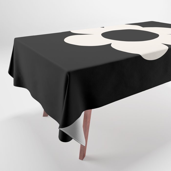 La Fleur | 06 - Retro Floral Print Black And White Flower Tablecloth Gallery Image 1