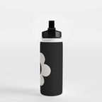 La Fleur | 06 - Retro Floral Print Black And White Flower Water Bottle Gallery Image 2
