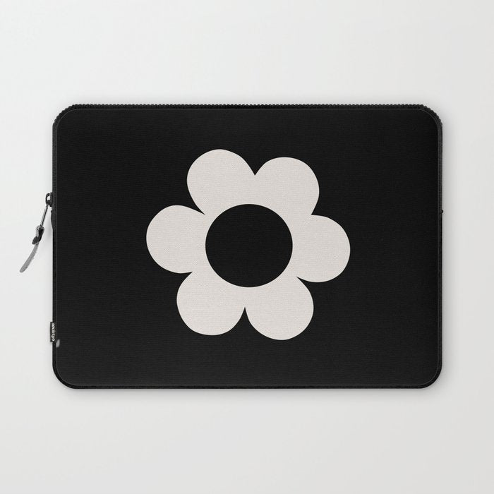 La Fleur | 06 - Retro Floral Print Black And White Flower Laptop Sleeve Gallery Image 1