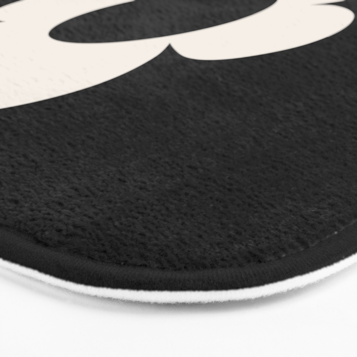 La Fleur | 06 - Retro Floral Print Black And White Flower Bath Mat Gallery Image 3