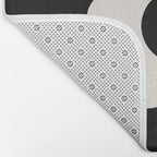 La Fleur | 06 - Retro Floral Print Black And White Flower Bath Mat Gallery Image 2