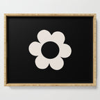 La Fleur | 06 - Retro Floral Print Black And White Flower Serving Tray Gallery Image 1