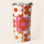 Pink and Orange Retro Daisies Travel Mug Gallery Image 2