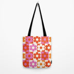 Pink and Orange Retro Daisies Tote Bag Gallery Image 2