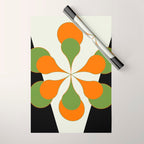 Mid-Century Modern Art 1.4 - Green & Orange Flower Wrapping Paper Gallery Image 1